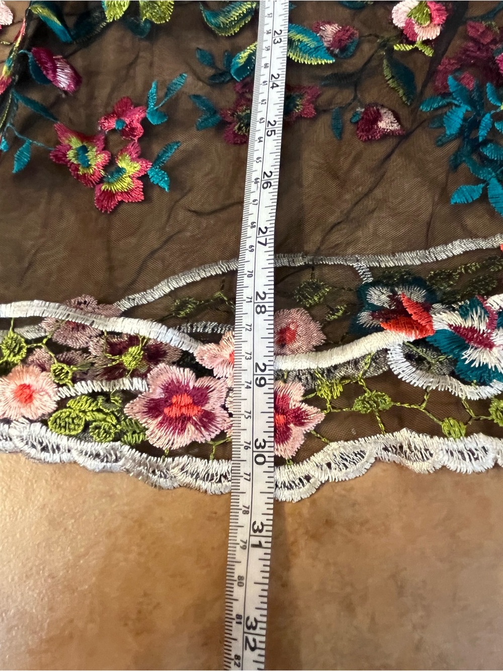 Umgee Embroidered Floral Black Mesh Kimono & Top Set M/L, XL - Picture 9 of 16
